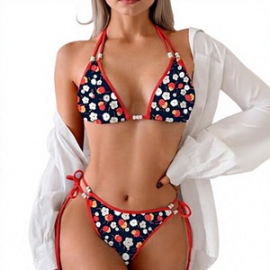Custom Print pearl Decoration <b>Bikini</b> Set High Quality Beachwear - Product Image 1
