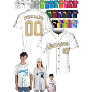 Custom Baseball Jerseys Personalized With Name Number Unisex Adult Sizes Heat Transfer Printing Base Ball Collar Sport Apparel - Product Image 1