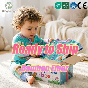 Pijamas de Bambu Orgânico com Zíper Duplo para Bebês Babylovey Atacado RTS - Macacão de Bambu para Bebês e Roupas Infantis de Bambu - Product Image 1