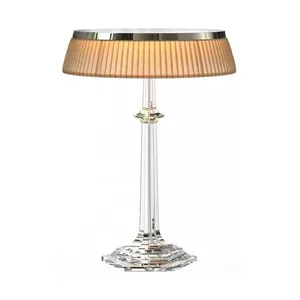 Moderne Ontwerper Luxe Tafellamp Kristal Met Stoffen Verlichting Voor Hotel Lobby Villa Woonkamer Huis Lamp