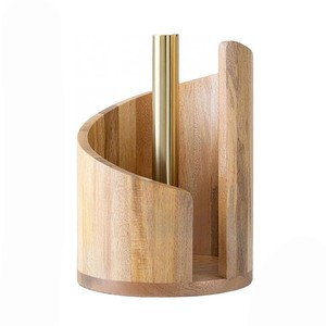 Wooden Tissue Holder Circular Brown Minimalist Design Free <b>Standing</b> Paper Holder for Home Living Room Bedroom Desktop Use - Product Image 2