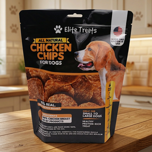 Sachet refermable personnalisé imprimé, résistant à l'humidité, pour aliments et nourriture sèche pour animaux de compagnie (croquettes et friandises) - Product Image 1