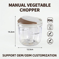 Draagbare Pp Plastic Trekkabel Knoflook Katrol Keuken Tool Handleiding Groentesnijder Gehakmolen Chopper Voor Thuisgebruik
