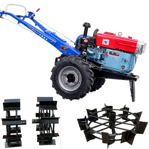 12hp walking tractors with Paddy wheel 2 wheel walking tractor motocultor with trailer 11hp diesel walking tractor