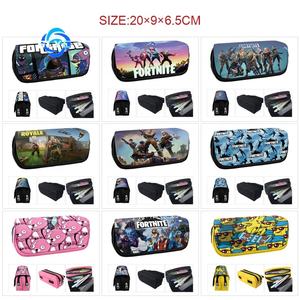Dessin animé Fortnites périmètre toile Double fermeture éclair Anime stylo sac étudiant étanche grande capacité étui à crayons - Product Image 2