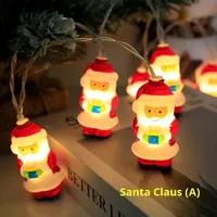 Tali lampu dekoratif Natal LED IP65 tahan air luar ruangan kotak baterai USB Santa Claus bola warna-warni manusia salju berbentuk rusa malam