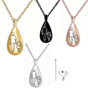 Kalung Guci Tetesan Air Mata Ayah Anak untuk Abu Jenazah, Warna Perak, Kalung Kenang-kenangan, Perhiasan Kremasi - Product Image 1