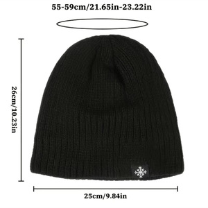 Cappello Lavorato a Maglia a Righe con Motivo a Fiocco di Neve, Berretto Invernale a Doppio Strato Foderato e Ispessito Senza Visiera, Stile Street Hiphop per Sport e Alpinismo - Product Image 2