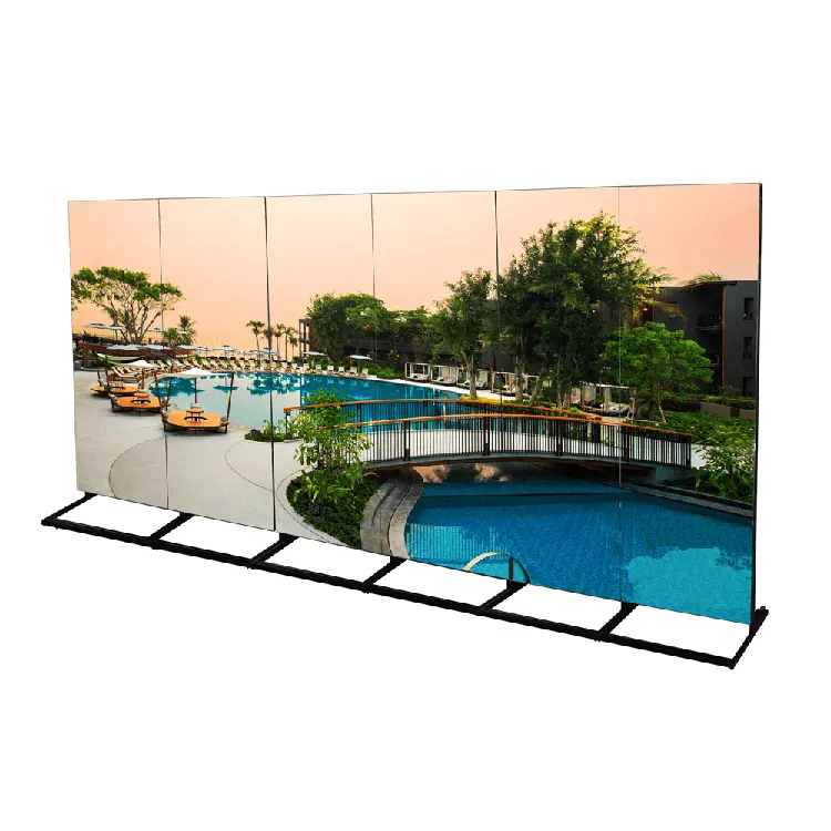 High brightness ip65 wall poster led panel screen mirror display floor stand indoor silm led poster