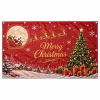 Grande bannière de Noël en polyester pour porte de garage 400x180cm, design personnalisé avec œillets métalliques, décoration de vacances extérieure