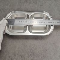 Plateau de service divisé en acier inoxydable 304 à 2 compartiments, assiette à nourriture, plat à collation pour restaurant, hôtel, maison, camping