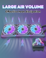 Refroidisseur de processeur liquide Aidecoolr ARGB 360 mm avec roulement fluide, dissipateur thermique en cuivre et aluminium, 300 W TDP, ventilateurs silencieux, noir, pour PC de jeu