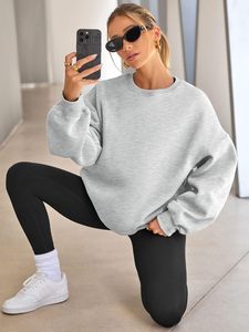 Womens quá khổ Áo nỉ Hoodies Crew Neck áo len giản dị Tops thoải mái mùa thu thời trang trang phục - Product Image 4