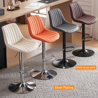 Tabouret de bar haut de gamme avec siège et dossier pivotants, structure métallique, design moderne, base ronde noire/argentée