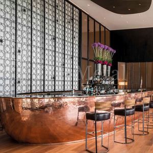 Comptoir de bar Art Déco EX617 en acier inoxydable de qualité supérieure, étanche, avec plateau en bois, pour café, bistrot, utilisation en extérieur - Product Image 6