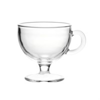Mug en verre transparent à pied de 250 ml avec poignée, style européen écologique pour la maison, le bureau, le café – Verres élégants pour boissons