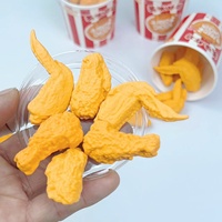 DHF 9 piezas/paquete Juego de borradores de goma creativos con diseño de animales de dibujos animados, simulación de pollo frito en cubeta, muslo de pollo, papelería Kawaii para niños