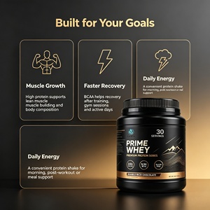 Poudre de protéines de lactosérum <span class=keywords><strong>Prime</strong></span> 24g de protéines avec 5,5g de BCAA pour la récupération musculaire et le soutien de la forme physique, saveur chocolat doublement riche OEM/ODM - Product Image 3