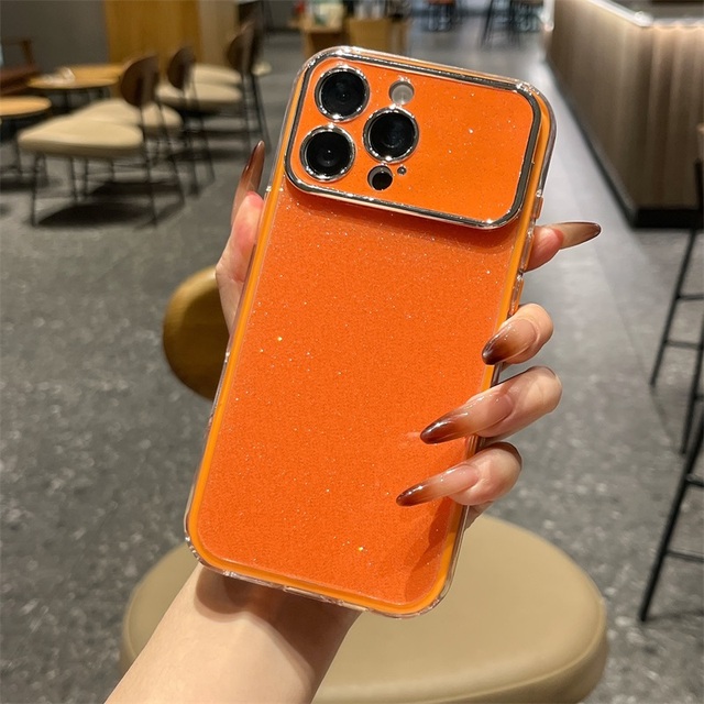 New Arrival Pure Color Glitter Full Protection Shockproof Epoxy TPU+PC Phone Cover Case for 17 16 15 14 13 Pro