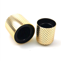 Bouchons de flacons de parfum anti-déversement en aluminium couleur or de luxe sur mesure, de haute qualité, avec système push-pull (D29xH33mm/D23xH28mm), logo personnalisé