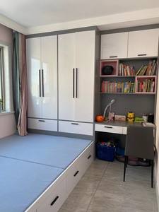 Ensemble de chambre à coucher moderne personnalisable avec armoire, bibliothèque et bureau pour les petits espaces de vie ou d'étude - Product Image 4