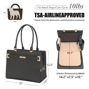 Sac de transport pour animaux de compagnie 2-en-1 élégant et imperméable en cuir, spacieux, pliable, à parois souples, pour petits chiens et chats - Product Image 2