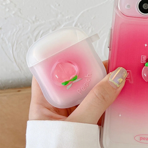 Mignon pêche petite taille doux dégradé rose étui pour écouteurs pour Apple Airpods 1 <span class=keywords><strong>2</strong></span> <span class=keywords><strong>Pro</strong></span> 3 <span class=keywords><strong>Coque</strong></span> souple mat casque couverture avec crochet - Product Image 2