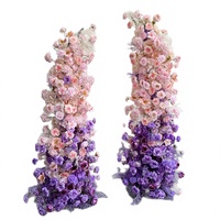 Arche florale rose et violette faite à la main, colonne de fleurs artificielles en soie pour toile de fond de mariage, décoration de fenêtre et d'événements