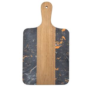 Planche à découper et à servir rectangulaire en bois et style marbre avec poignée, épaisseur de 1,5 cm, lavable au lave-vaisselle, facile à nettoyer - Product Image 5