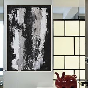 <span class=keywords><strong>Pittura</strong></span> a olio astratta su tela dipinta a mano Extra grande arte moderna acrilico bianco nero e <span class=keywords><strong>grigio</strong></span> - Product Image 1