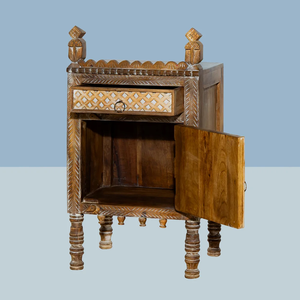 Table de chevet indienne Antique en bois qualité moderne en acier inoxydable table de chevet pour appartement école chambre assemblé chevet - Product Image 4