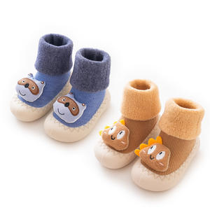 Otoño Invierno infantil antideslizante zapatos de suelo bebé caminar calcetines un año de edad <span class=keywords><strong>10</strong></span> meses forro polar grueso tripulación de punto alto - Product Image 5