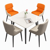 Table à manger de luxe légère avec 4 chaises, ensemble de salle à manger compact pour la maison, le bureau et les négociations