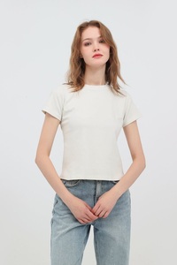 T-Shirt Vintage da Donna in <span class=keywords><strong>Cotone</strong></span> 100% da 240 Grammi, Top Corto Multicolore di Alta Qualità, Vendita all'Ingrosso - Product Image 4