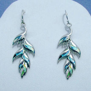 Orecchini pendenti Bohemia placcati in argento da donna, a forma di pianta con intarsio a conchiglia e montatura a castone, gioielli alla moda per feste - Product Image 4