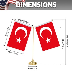Turkey National <strong>Flag</strong> 14x21cm Double-sided Table <strong>Flag</strong> Red Background <strong>Crescent</strong> Star Printing Home Tabletop Cultural Decoration - Product Image 2