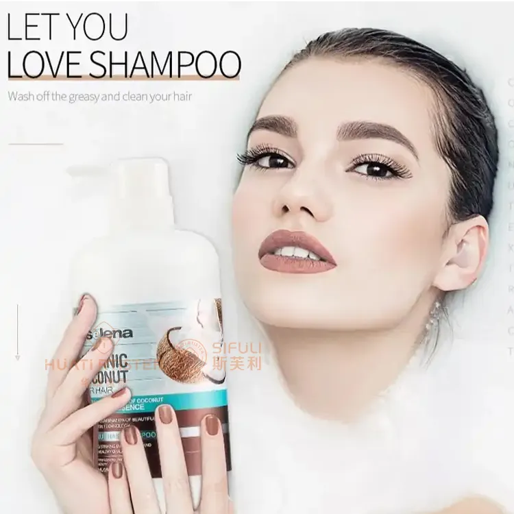 Huati Sifuli Selena 800ml, melhor shampoo e condicionador de colágeno orgânico para cabelos, óleo de coco para couro cabeludo, marca própria personalizada para cabelos