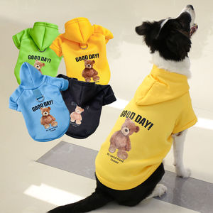 Sweat-shirt pour chien et chat avec imprimé animal mignon, en polyester, pour l'automne et l'hiver, avec laisse et doublure en peluche - Product Image 1