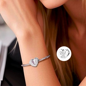 925 argent blanc ailes d'ange un morceau de mon coeur est dans le ciel perles breloques ajustement Original Pan breloques bracelets fabrication de bijoux nouveau - Product Image 5