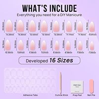 Druk op de nagels, Vanille Crème Amandel, Medium Amandel, Ombre, 32 stuks |   Meer dan 2 weken draagbaar, natuurlijke nagels van salonkwaliteit, 10 minuten