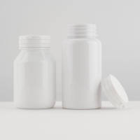 Bocaux de rangement ronds blancs personnalisables anti-fuite de 150 ml à large ouverture pour capsules, emballages de vitamines, flacons à pilules en plastique
