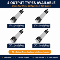 Capteur de proximité capacitif fileté 18 mm, 8 mm PNP NC DC 10-30V IP67, interrupteur de détection de niveau de liquide