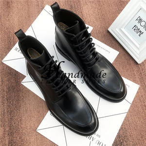 Botas Martin de media pantorrilla de piel de vaca estilo inglés, botas cortas con cordones para hombre, zapatos de cuero para hombre de negocios, botas cálidas acolchadas de algodón - Product Image 6