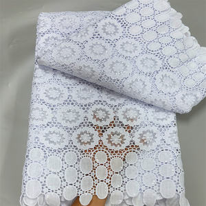 قماش دانتيل أفريقي أبيض نقي عالي الجودة رائع-دانتيل حرير للحليب فرنسي مع ترتر للزفاف النيجيري - Product Image 5