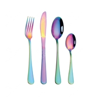 Ensemble de couverts en acier inoxydable Seeshine Rainbow Metal, finition miroir, passe au lave-vaisselle