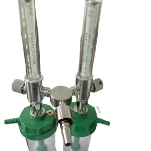 Débitmètres à oxygène à <span class=keywords><strong>double</strong></span> tube mural à bas prix, régulateur d'oxygène médical avec humidificateur - Product Image 1