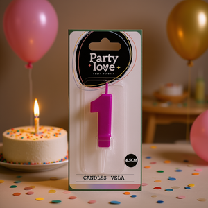 Vela de Cumpleaños Party Love Color Fucsia Número 1, 4.5 cm - Product Image 3
