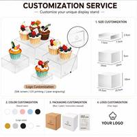 Présentoir Cube Carré Blanc Personnalisé en Acrylique pour Buffet, Aliments, Desserts, Cosmétiques, Plantes en Pot - Expositor