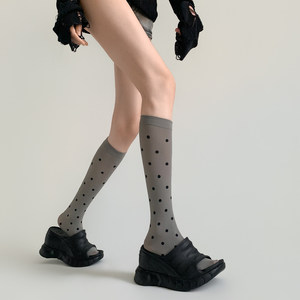Chaussettes hautes tendance à pois 2026, style japonais JK, chaussettes longues en maille transparente blanches, chaussettes de mollet pour filles Sweet Lolita - Product Image 6