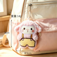 Porte-clés pendentif pour sac en peluche créative de 9 cm, motif agneau en polaire Teddy, mignon, en coton, style dessin animé